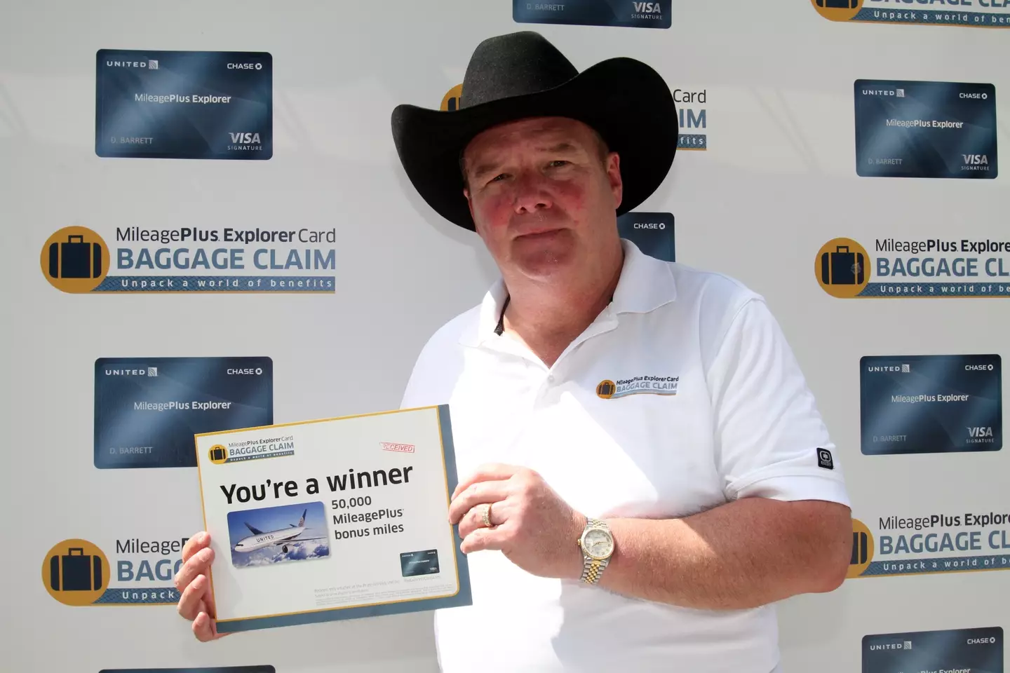 Tom Stuker, pictured here in 2011, has earned more than 24 million air miles over the years (Tasos Katopodis/Getty Images for Chase United)