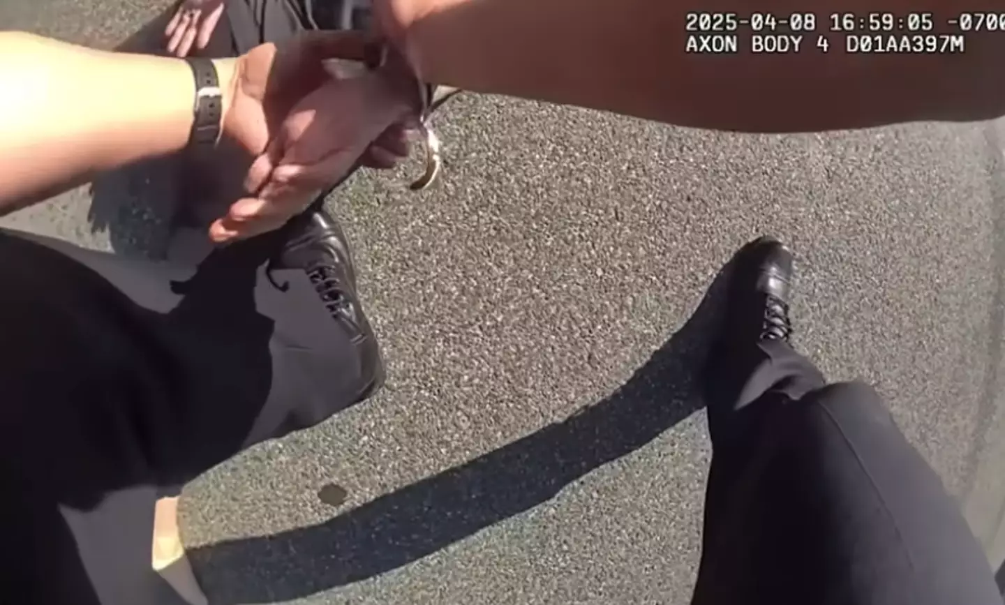 Her arrest after being shot (Los Angeles Police Department)
