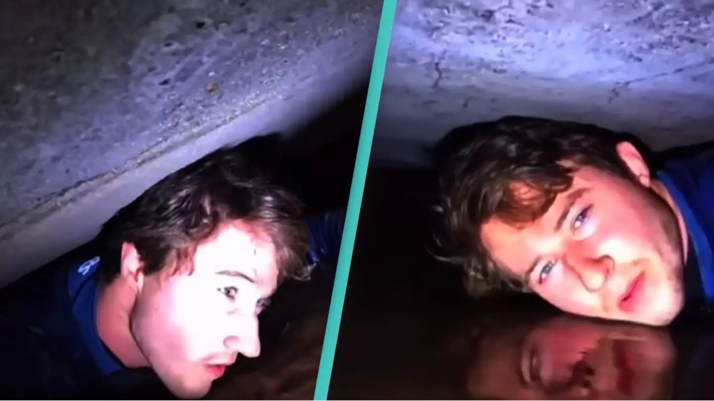 Video of cave explorer getting stuck alone is triggering people's claustrophobia