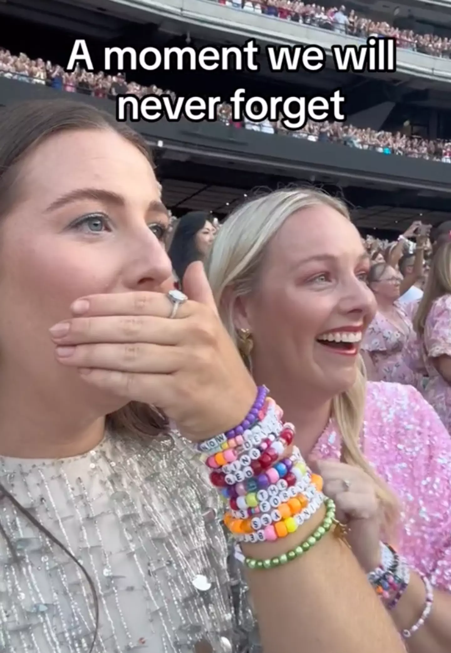 The TikTok also shared another video, likely after she and her friend had been moved from their obstructed seats.