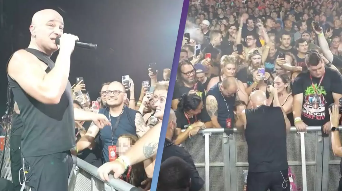 Disturbed lead singer praised for pausing show after scaring little girl in front row