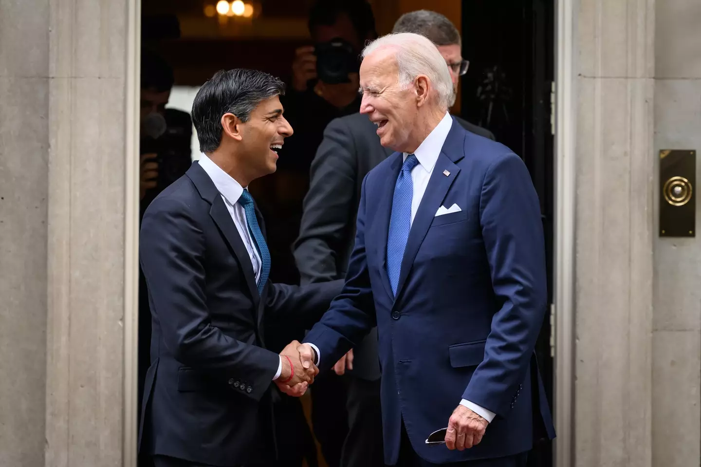 Biden visiting Rishi Sunak at Downing Street.