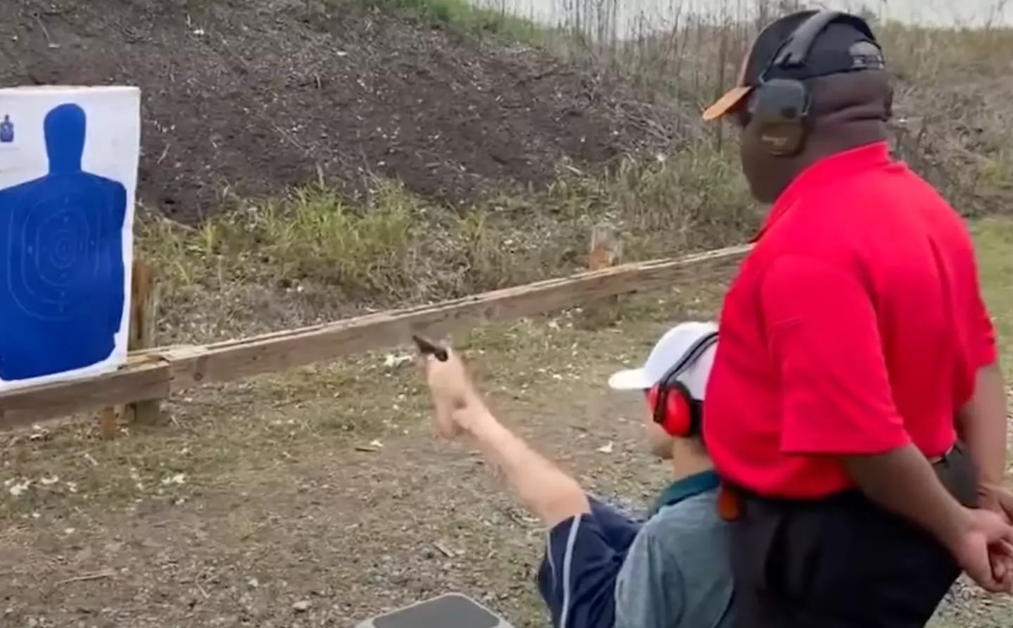 The determined student learned by using his feet to both reload and fire the gun.