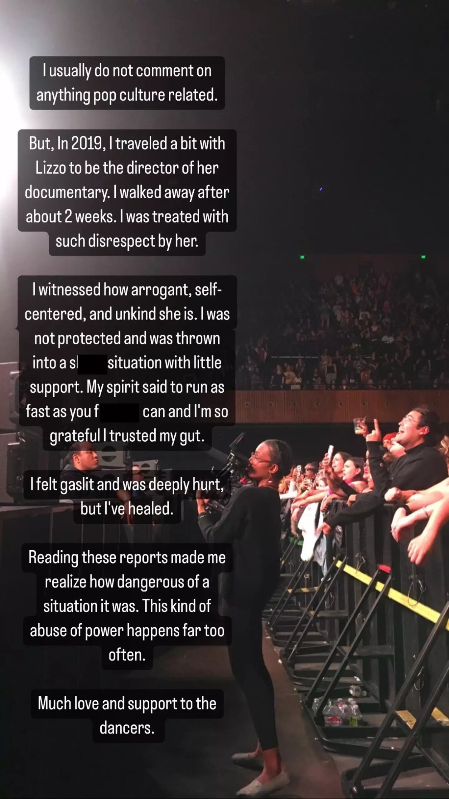 On the same day the allegations were made, movie director Allison took to Instagram to reveal that she dropped out of the 'Truth Hurts' singer's documentary in 2019 because she was 'treated with such disrespect'.