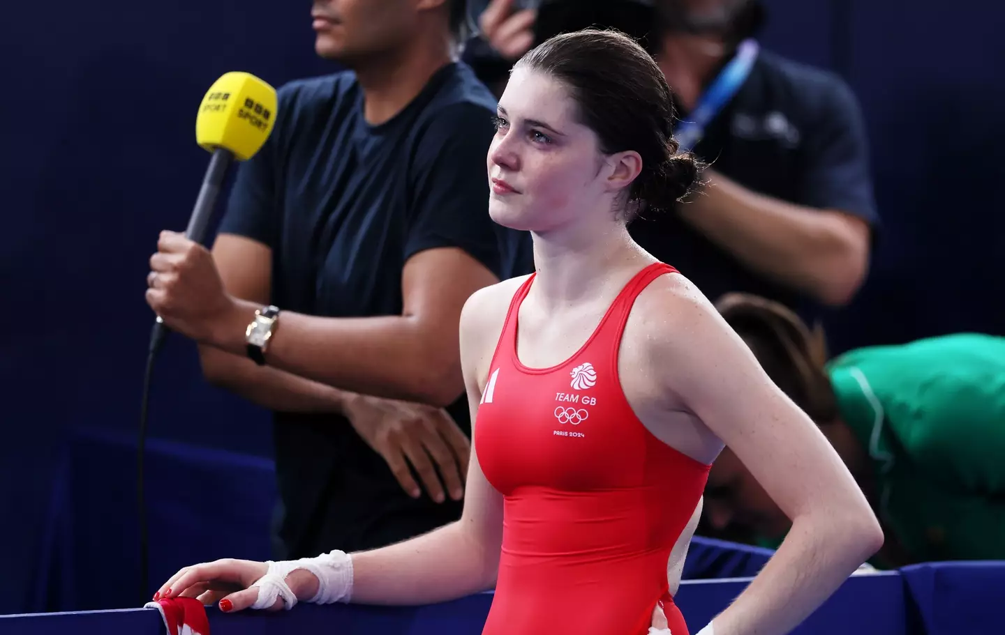 Andrea Spendolini-Sirieix was understandably devastated when she didn't get a medal. (Clive Rose/Getty Images)