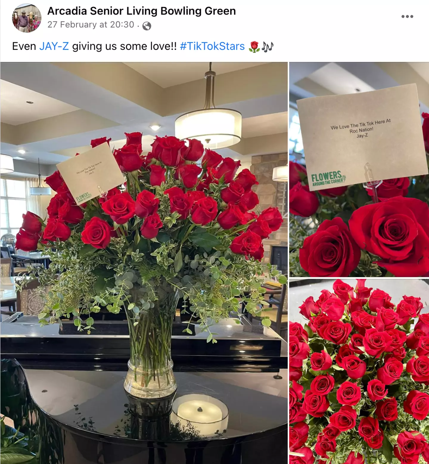 The residents also received flowers from Jay-Z.