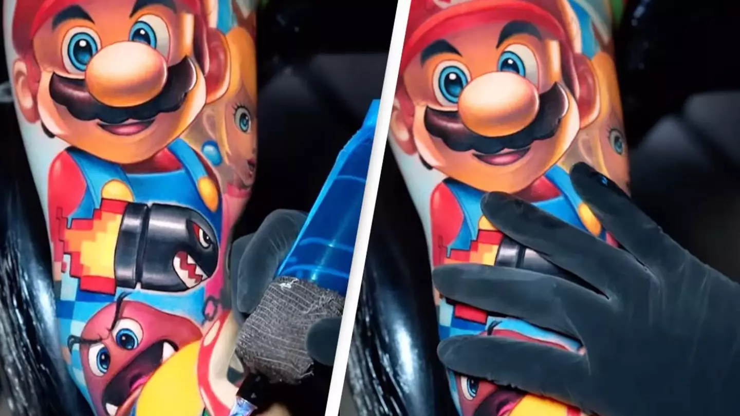 Man gets incredible Mario tattoo but people are pointing out awkward concern