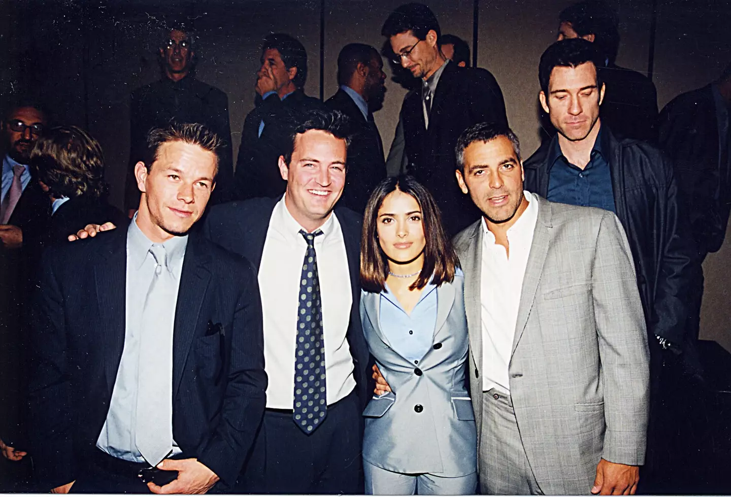 Matthew Perry and George Clooney with Salma Hayek and Dylan McDermott in 1998.