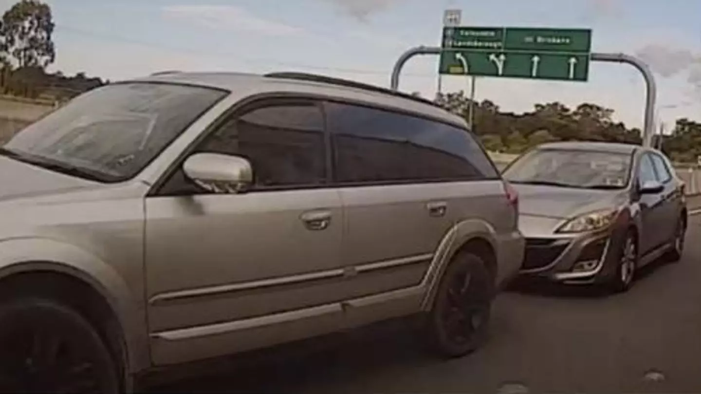 The Mazda was tailgating the car in front. (7News)