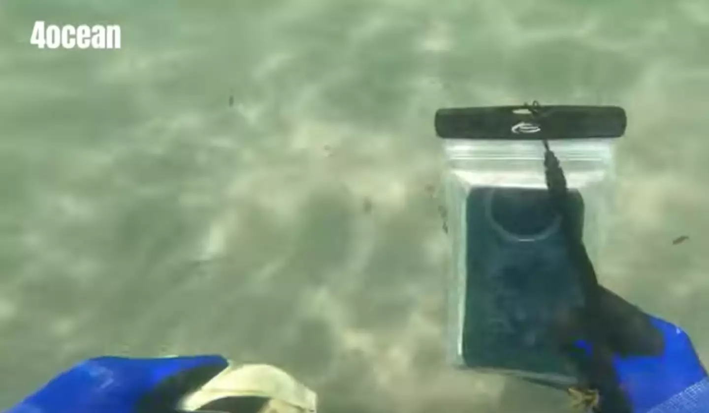 The waterproof case protected the phone for 'days' on the ocean floor.