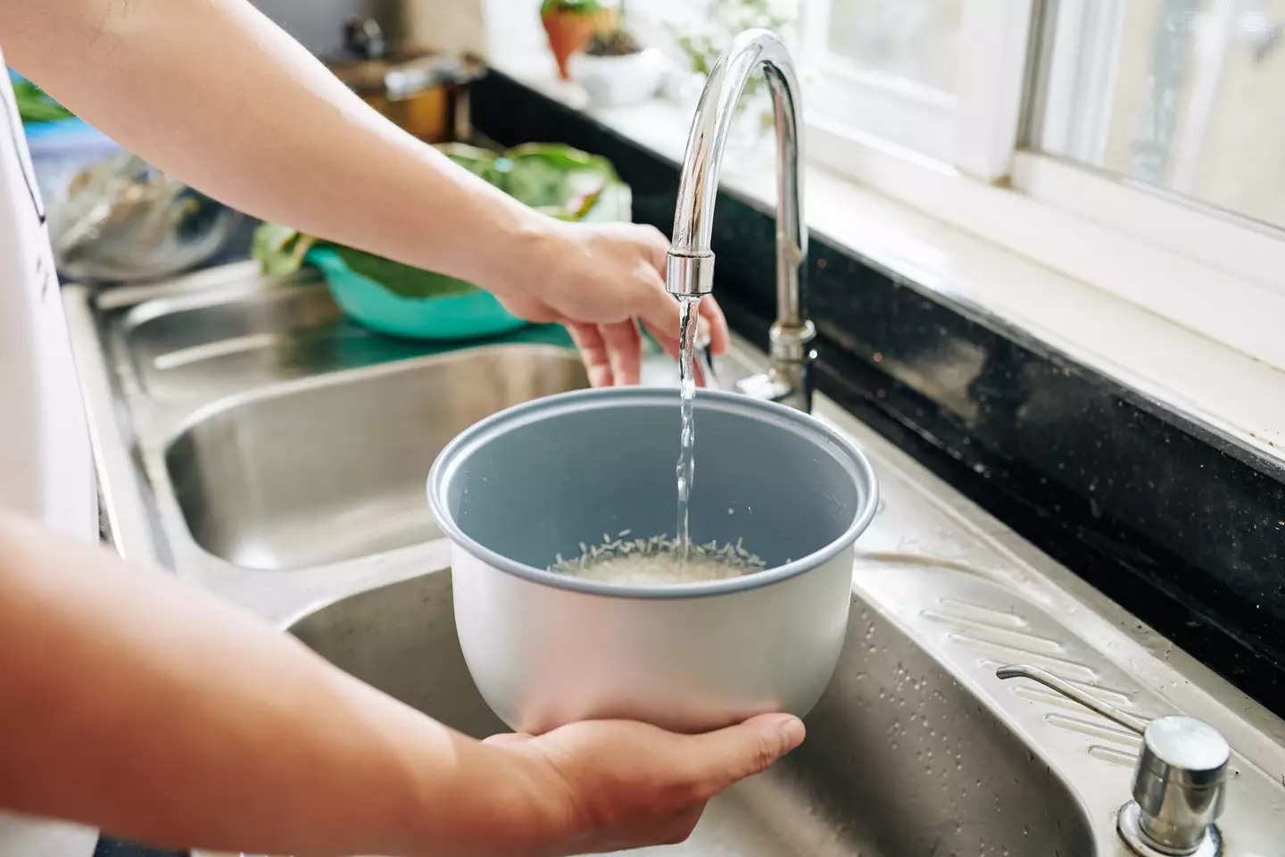 Many people wash their rice before cooking it.