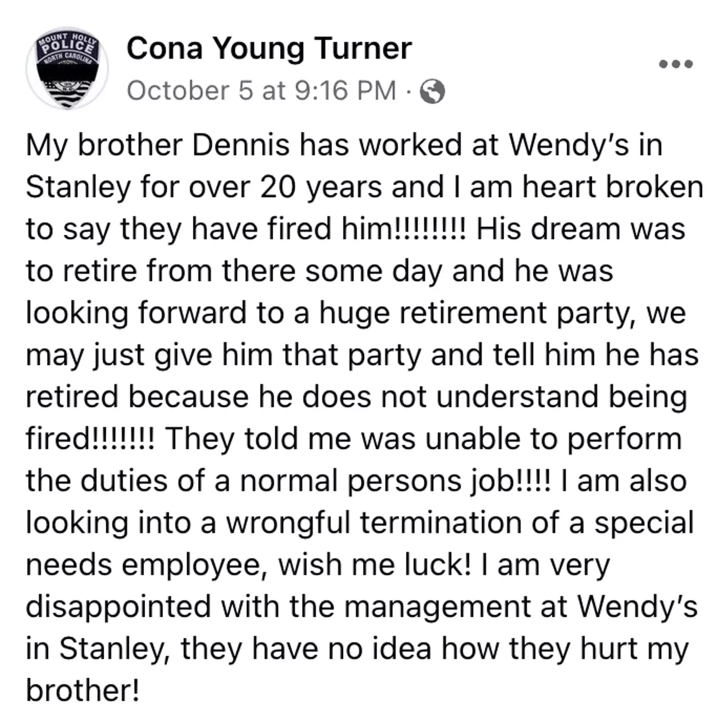 Dennis has decided not to return to Wendy's after being fired.