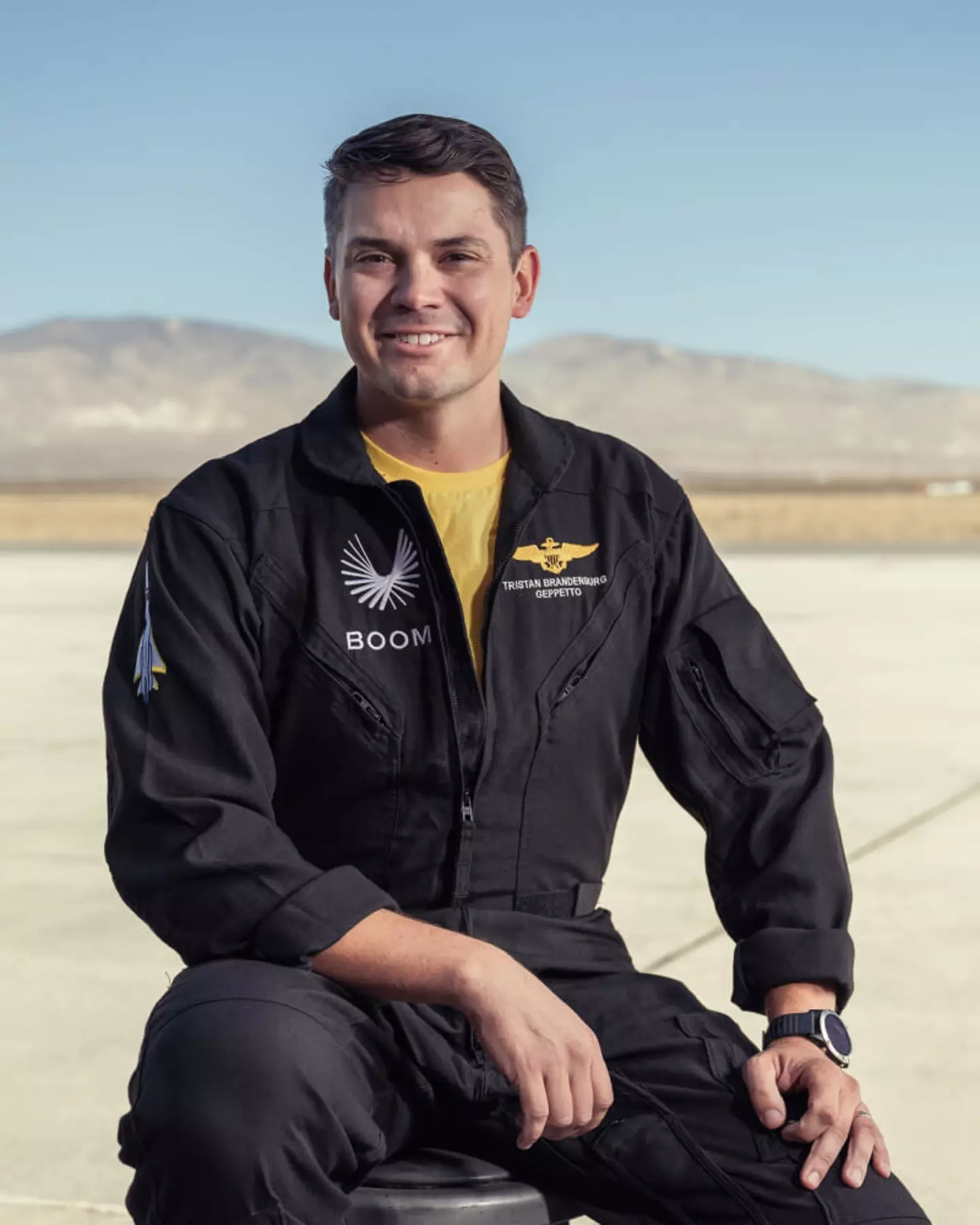 Tristan 'Geppetto' Brandenburg piloted the aircraft to reach 844mph (Boom)