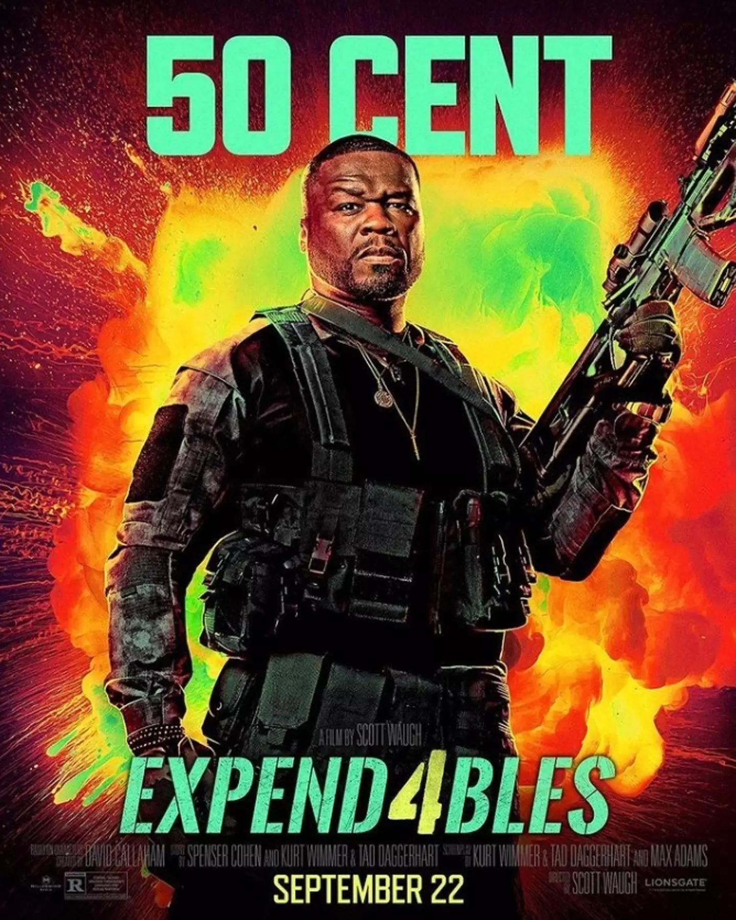50 Cent was not happy with his Expendables 4 poster.