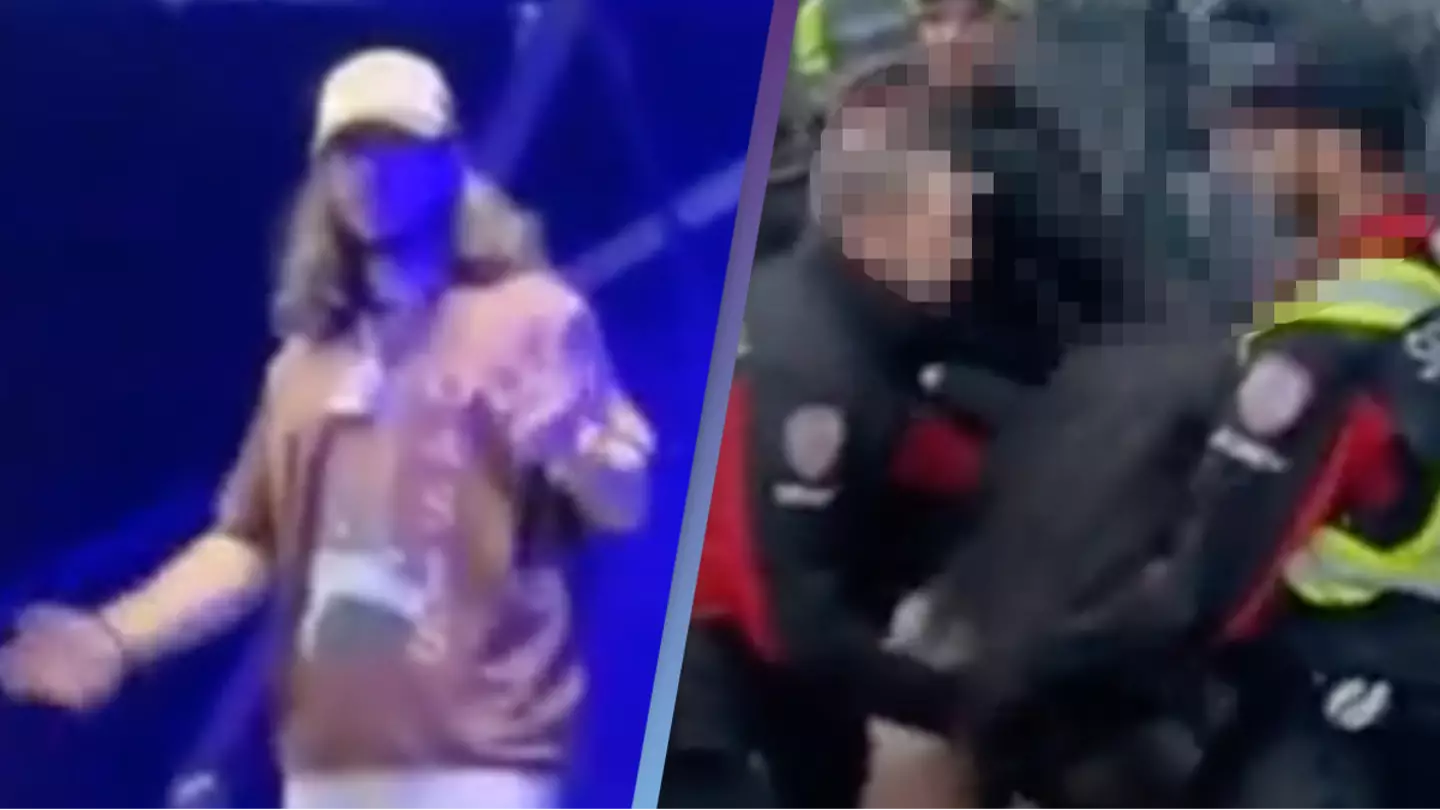 US rapper Russ stops live show and jumps off stage as security get 'aggressive' with female fan