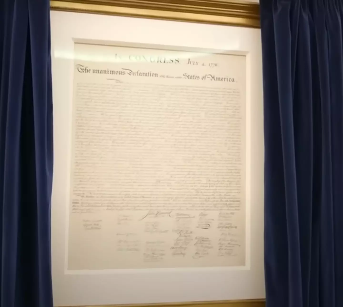 Trump showed off the Declaration of Independence during a sit down interview about his first 100 days(ABC News)