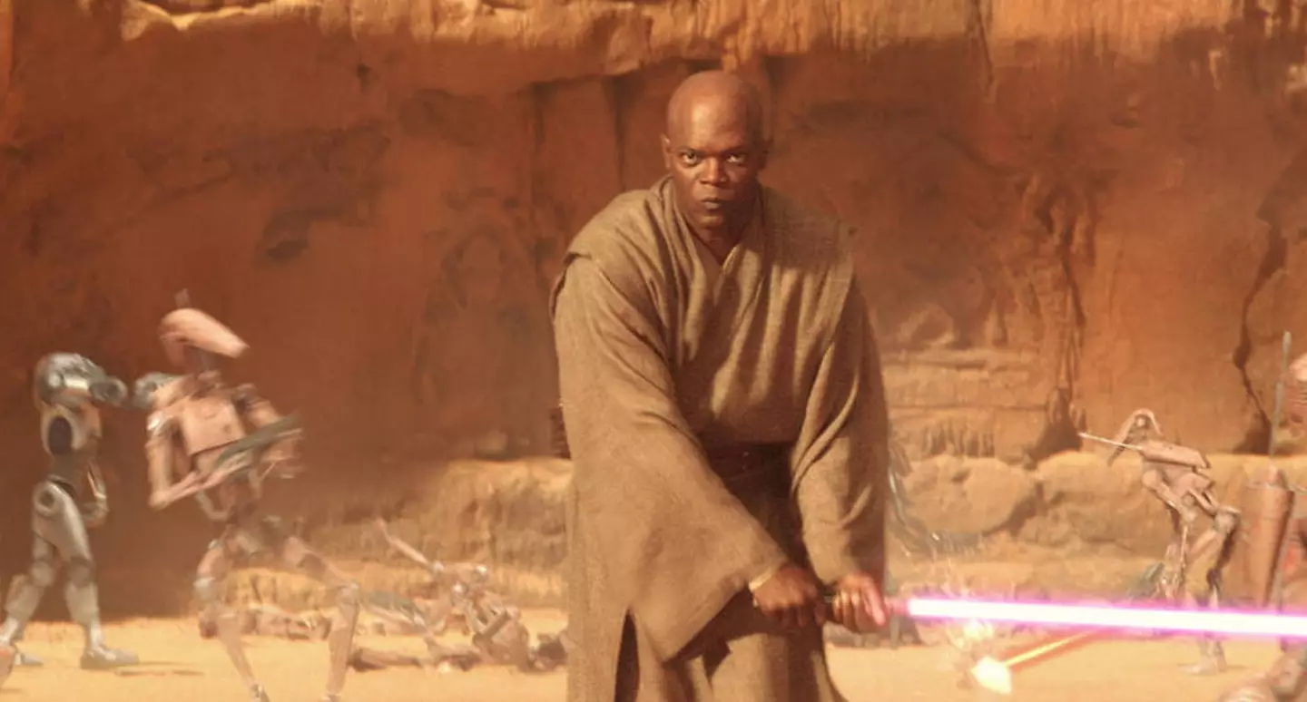 Samuel L Jackson as Mace Windu in Star Wars.