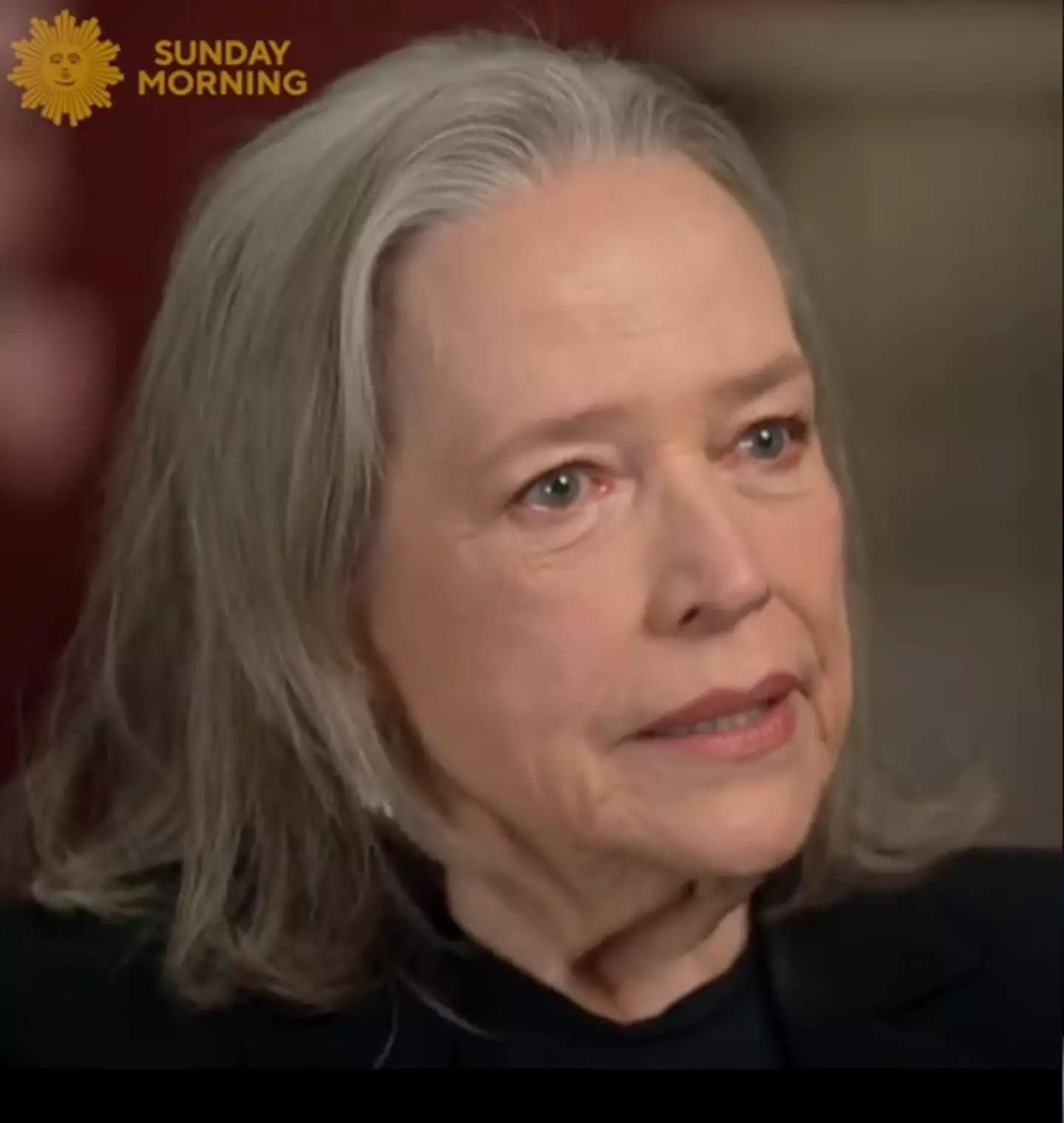 Bates held back tears as she realized she had actually thanked her mom in her Oscars acceptance speech (CBS Sunday Morning)