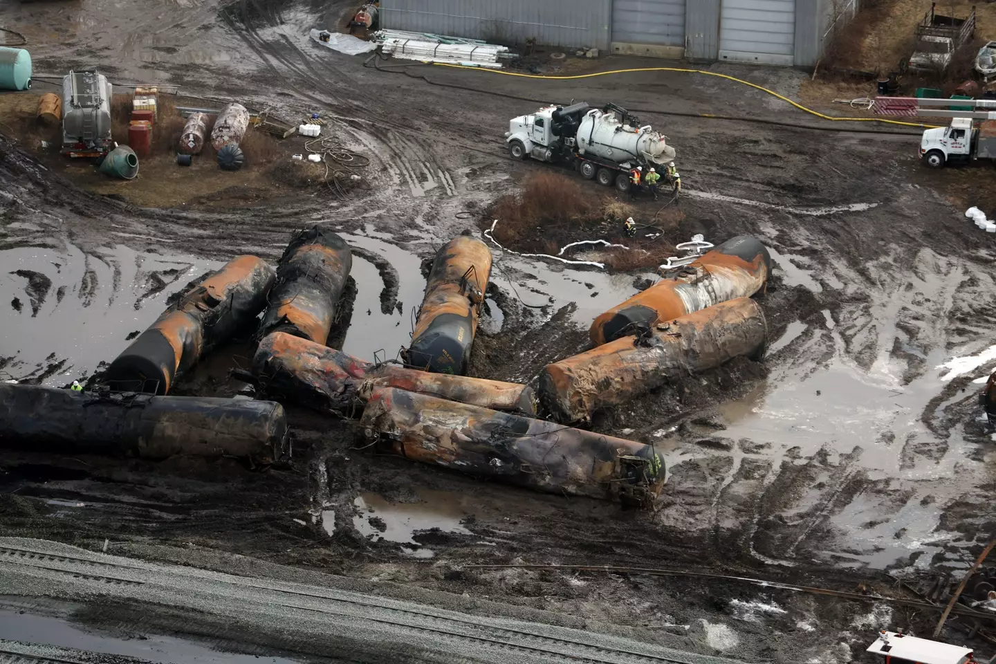 A 50-car freight train carrying vinyl chloride - an extremely hazardous substance - derailed and exploded in rural Ohio.