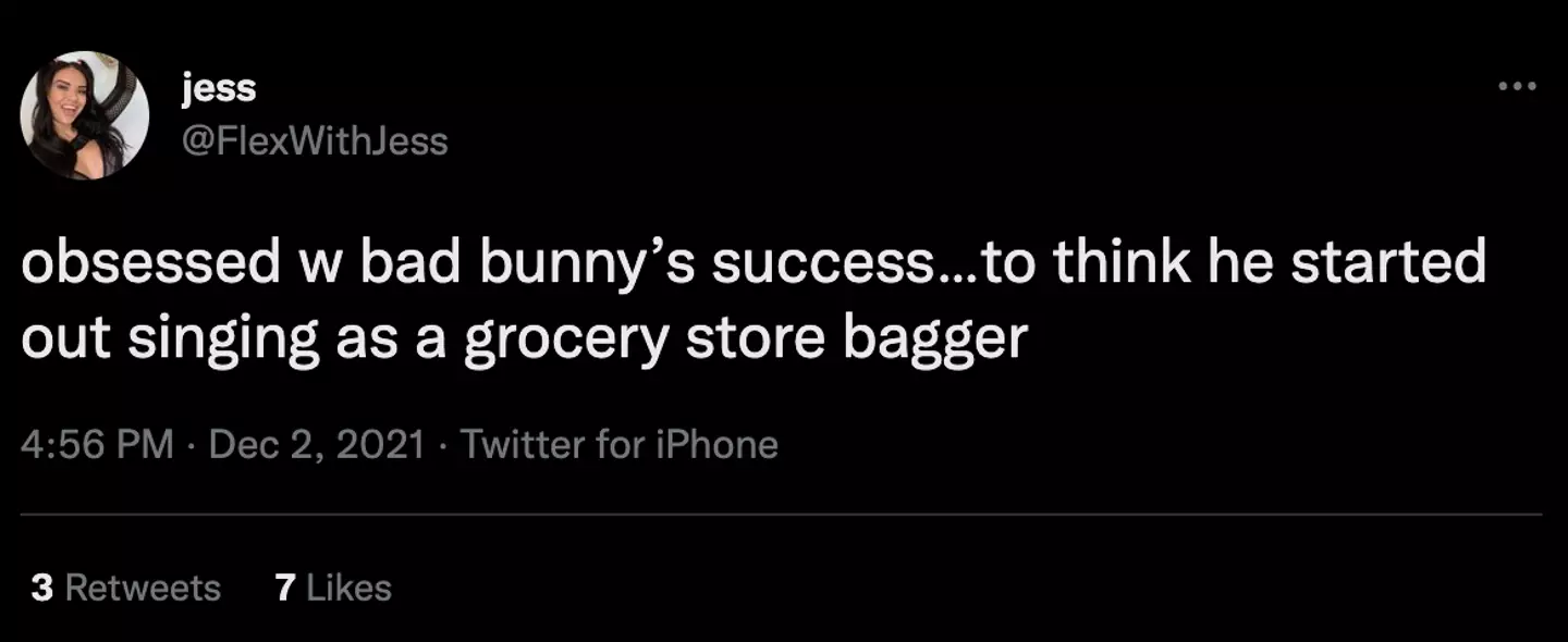 Fans have been quick to praise Bad Bunny's career progression from a grocery bagger to highly successful rapper.