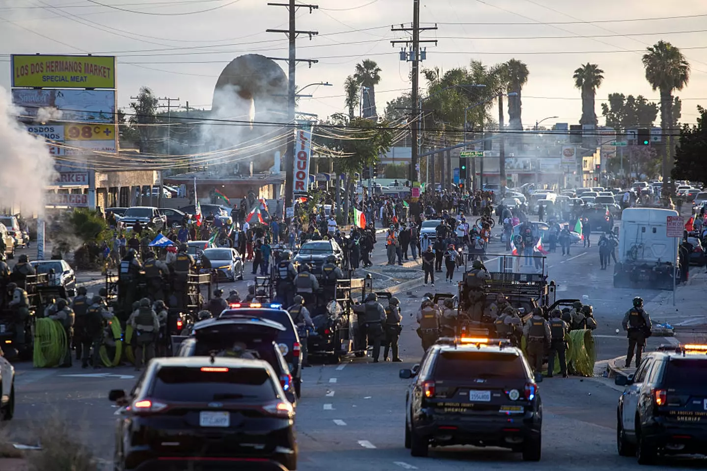 Protests erupted in LA over the weekend following ICE raids (RINGO CHIU/AFP via Getty Images)