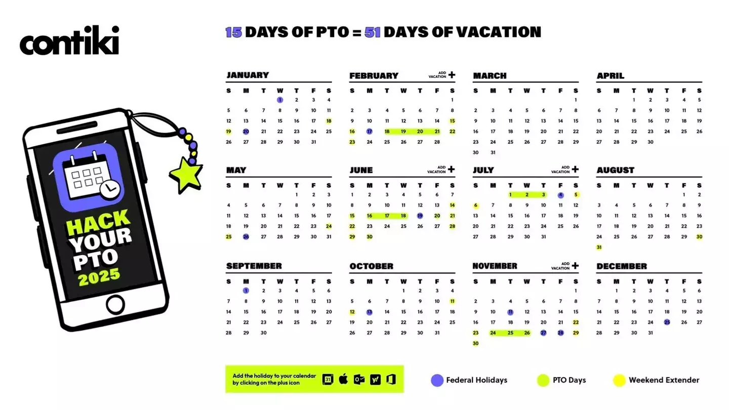 Contiki's calendar hack turns 15 PTO days turn into 51 vacation days (Contiki)
