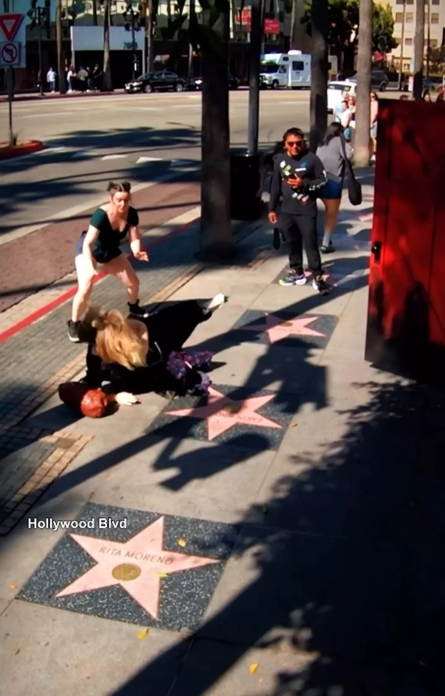 The stunt had people falling to the ground.