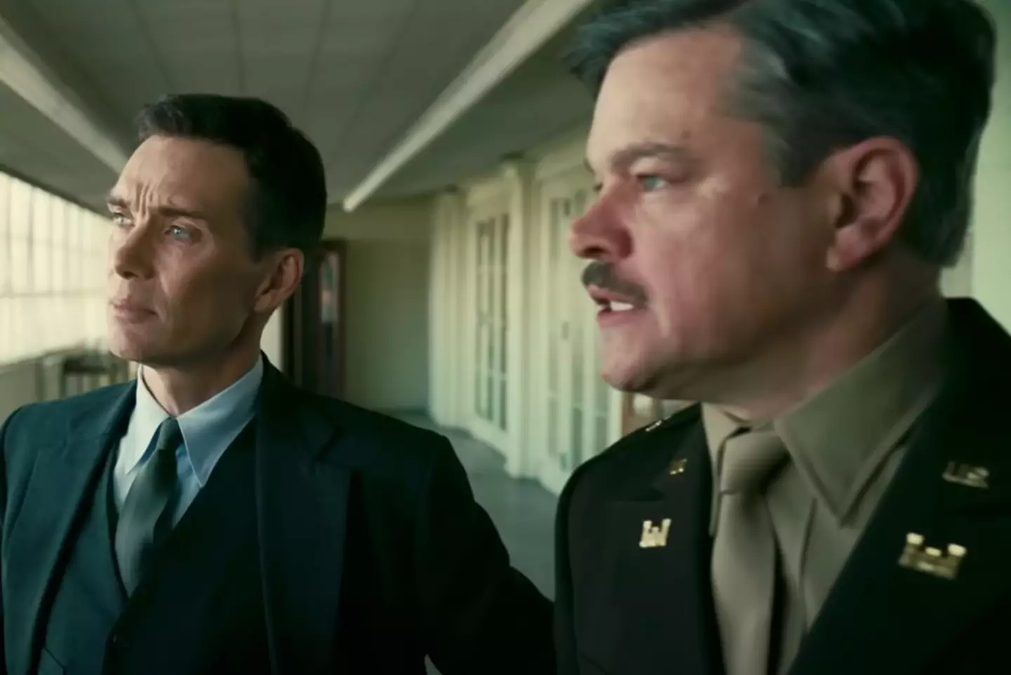 Matt Damon and Cillian Murphy in Oppenheimer.