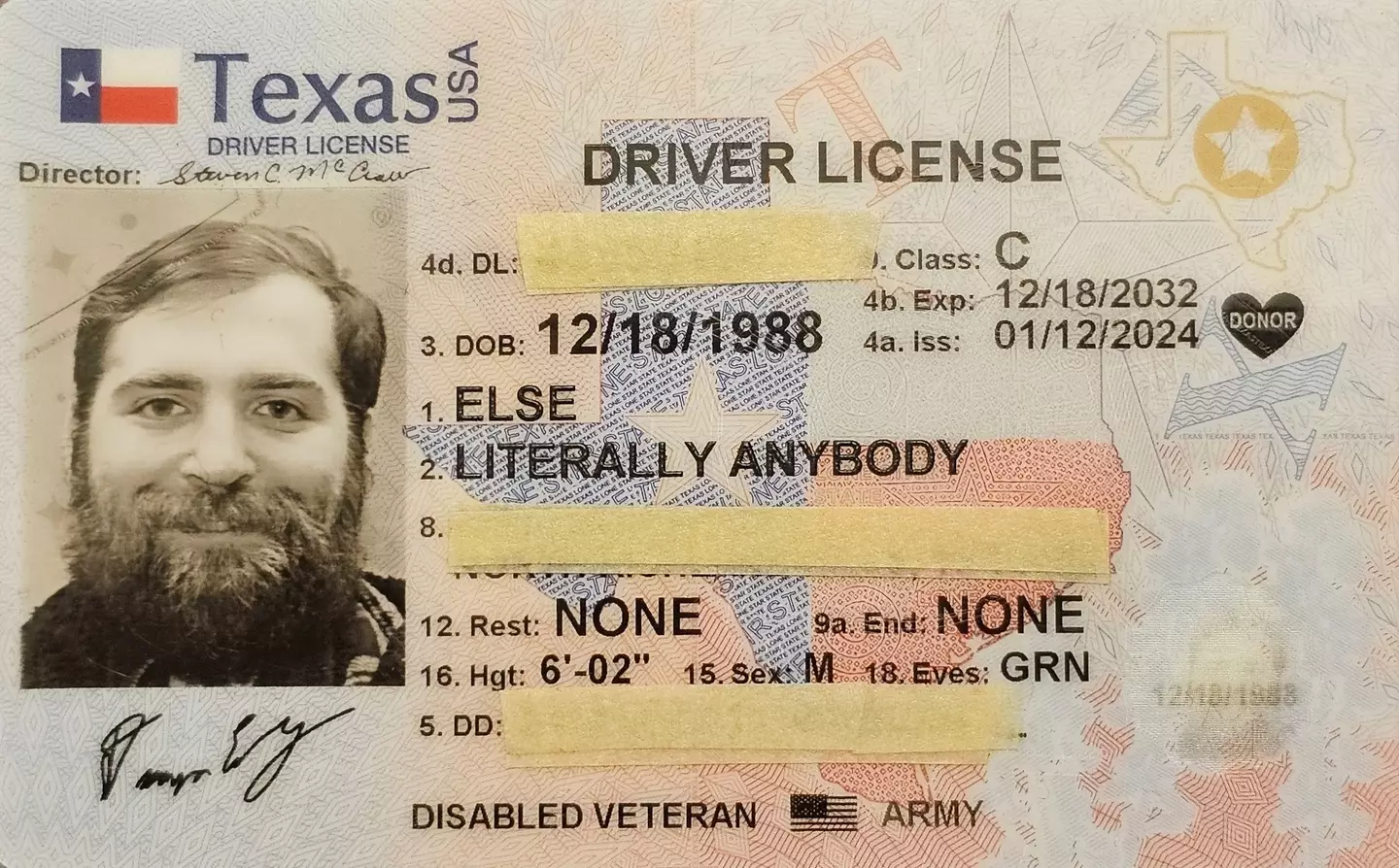 The teacher and veteran legally changed his name.