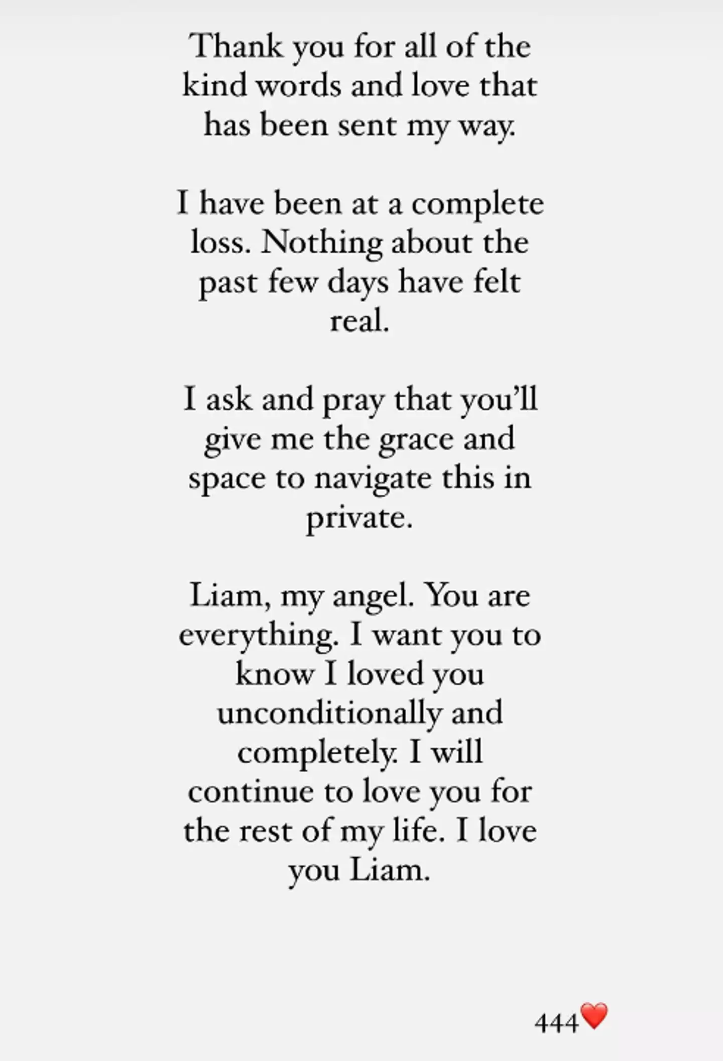 The statement was shared on Instagram (Instagram/@kateecass)