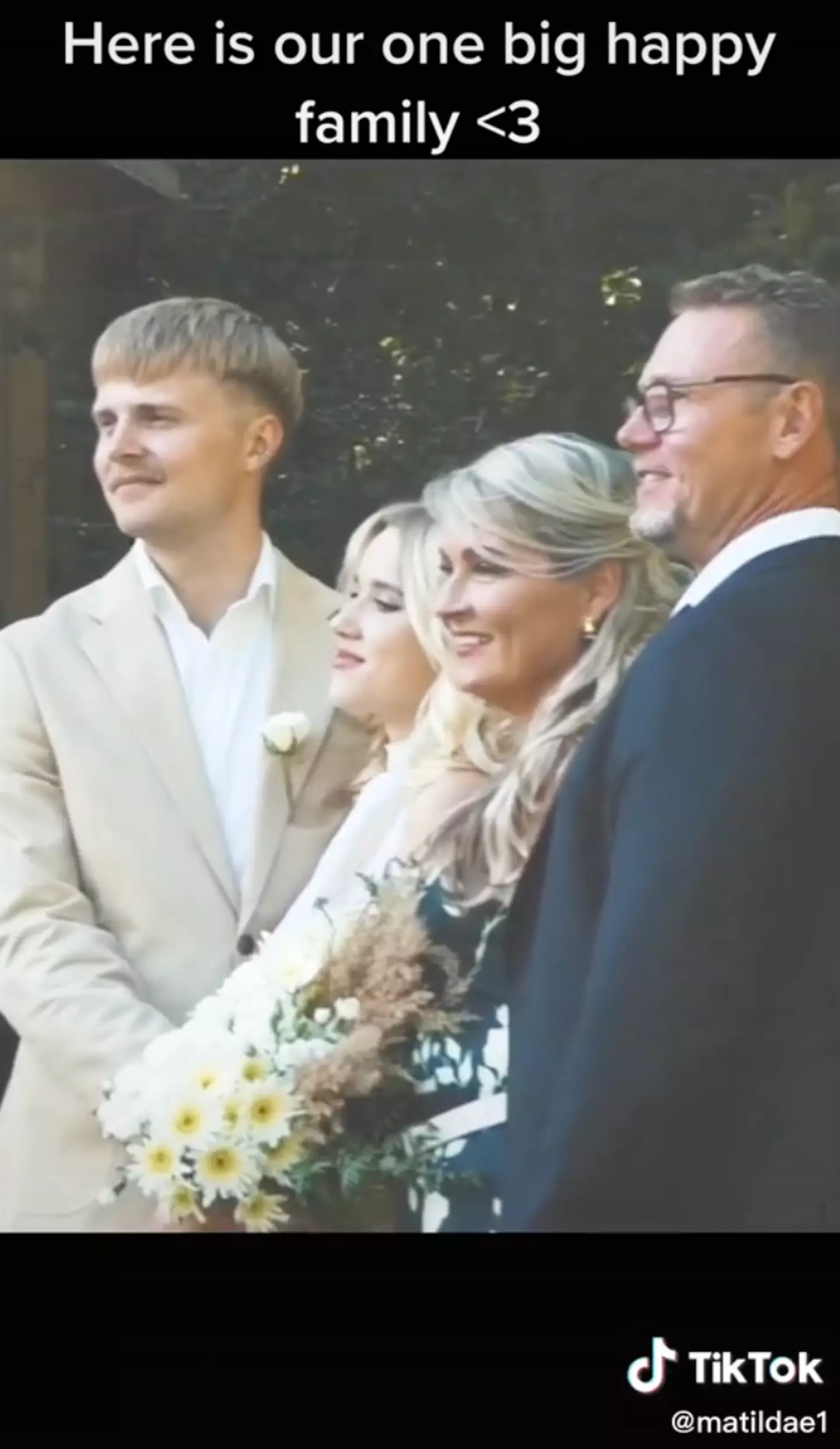 Eriksson with her family after marrying her husband.