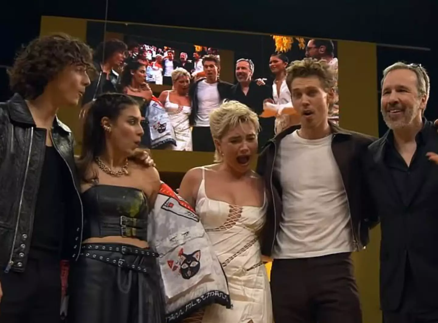 Florence Pugh was hit in the face by a flying object.