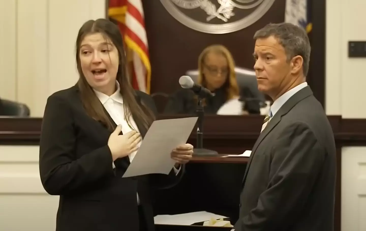 Jamie Lee Komoroski was tearful as she apologized for her actions (WCBD NEWS 2)