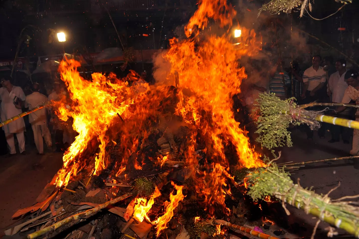 Ritualistic fire as celebrated in Calcutta, India, during the Holi Festival.