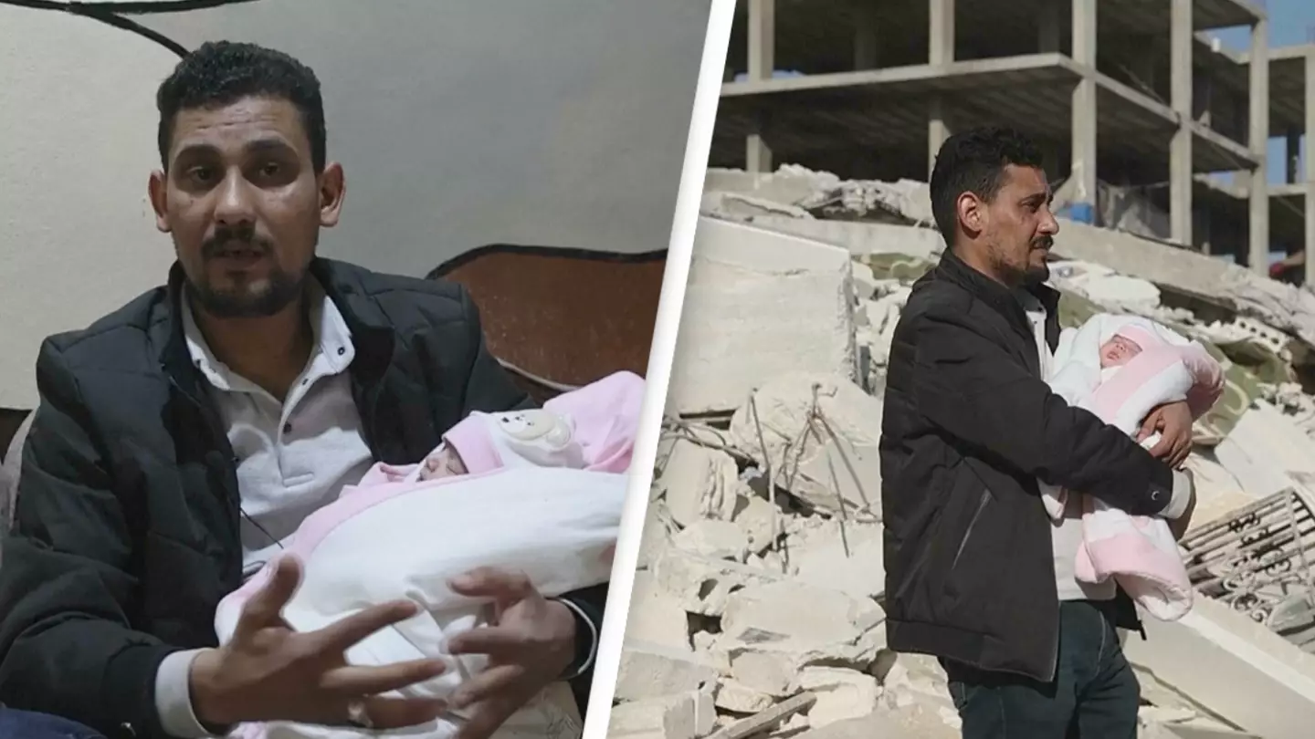Baby girl born under earthquake rubble gets adopted by uncle after her whole family was killed