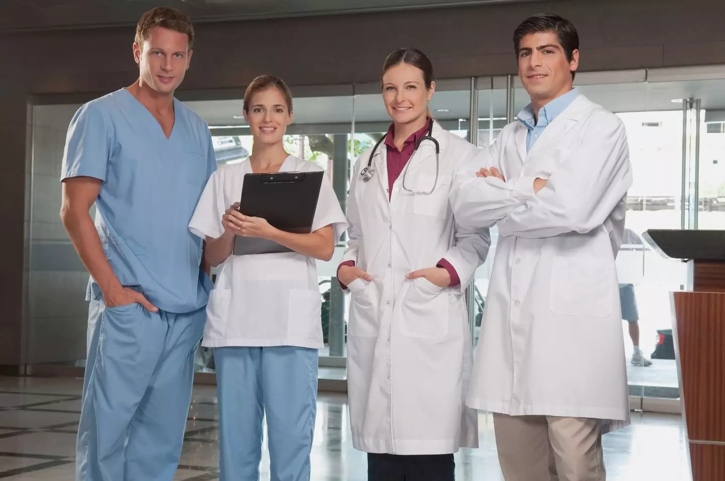A team of actual doctors, and not this team of attractive stock photo models, were able to treat the woman after she nearly died during sex.