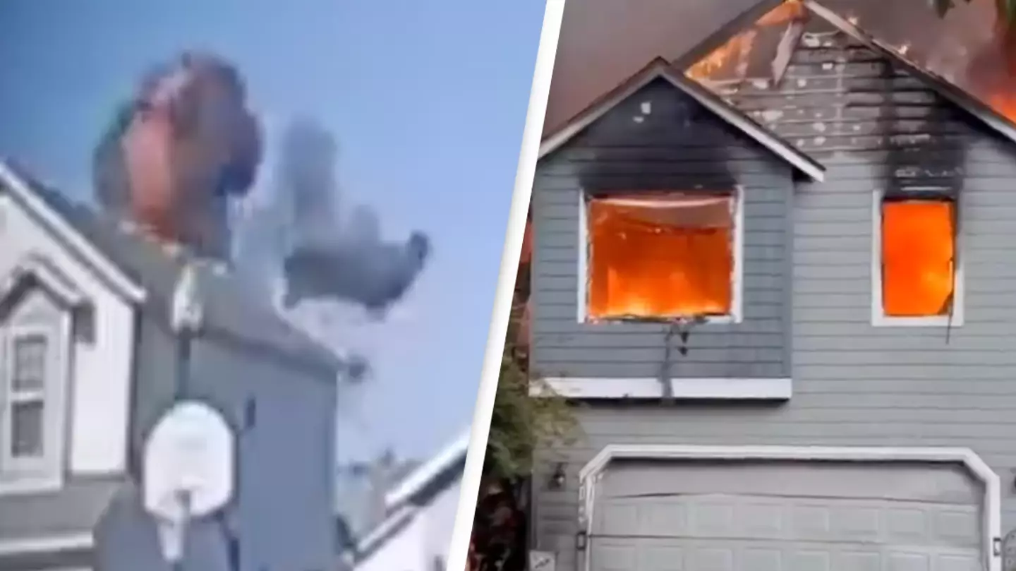 Horrifying footage shows moment plane crashed into home and exploded