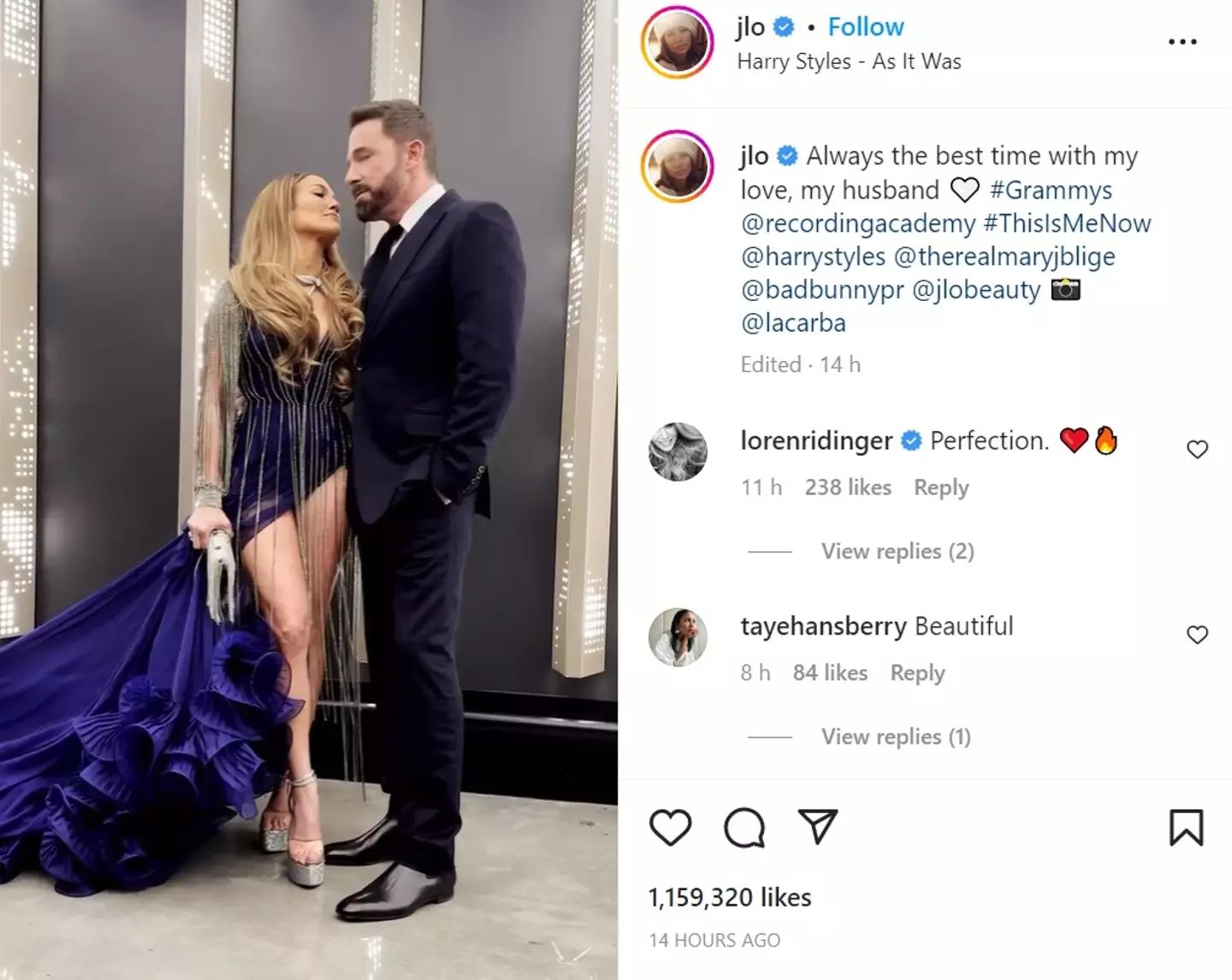 Jennifer Lopez said she had the 'best time' with husband Ben Affleck.