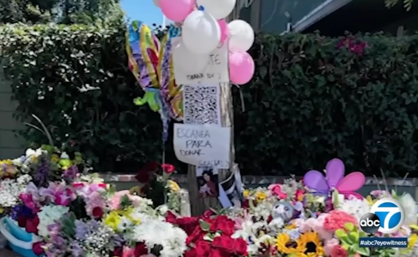 A memorial has been set up outside of the family's home in Van Nuys.