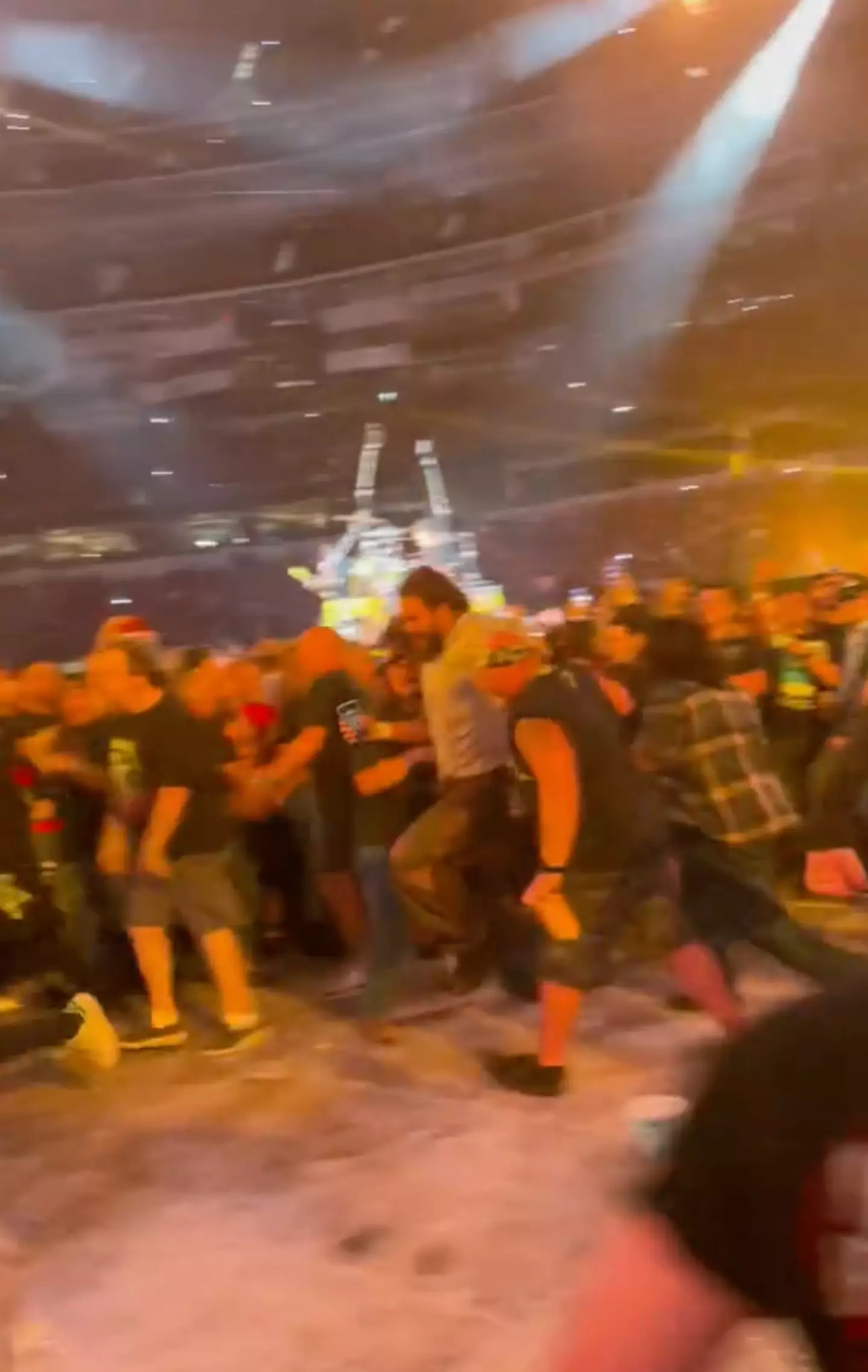 The A-List actor was filmed moshing at the LA gig.