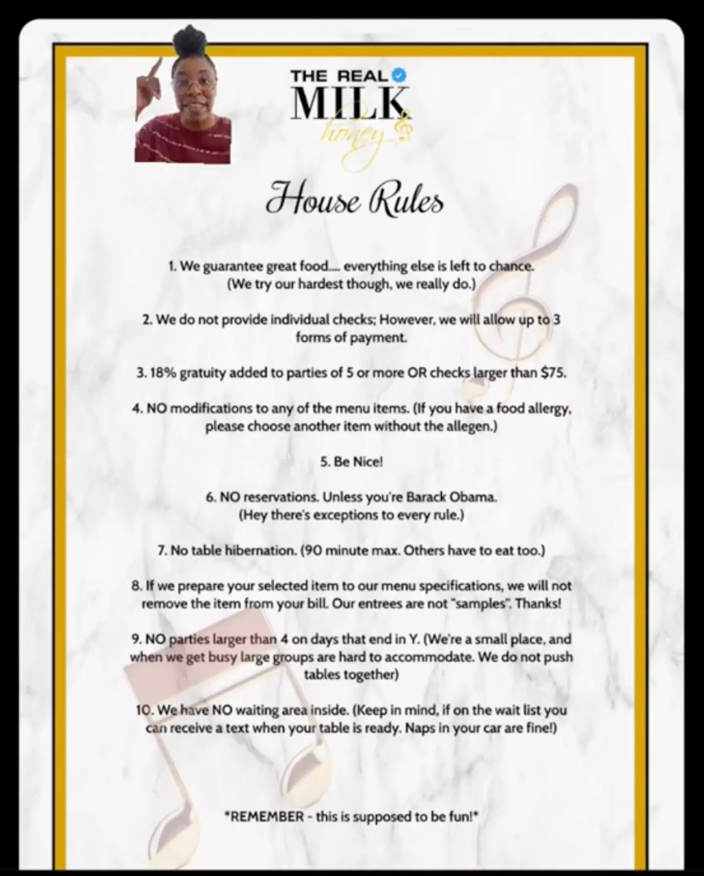 The controversial house rules have sparked an online debate.