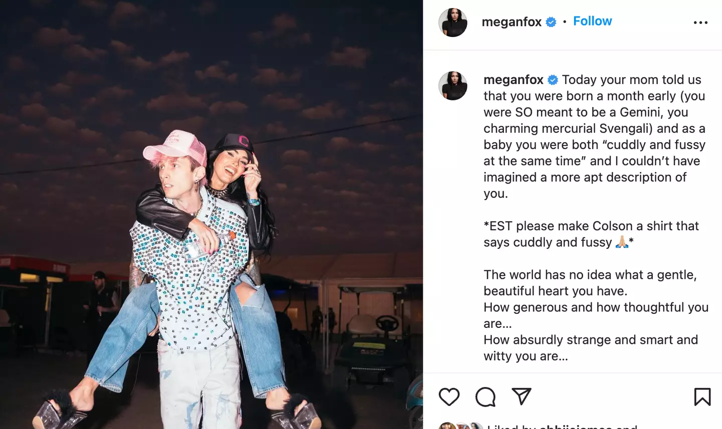 Megan Fox gushed over Machine Gun Kelly in a birthday post.