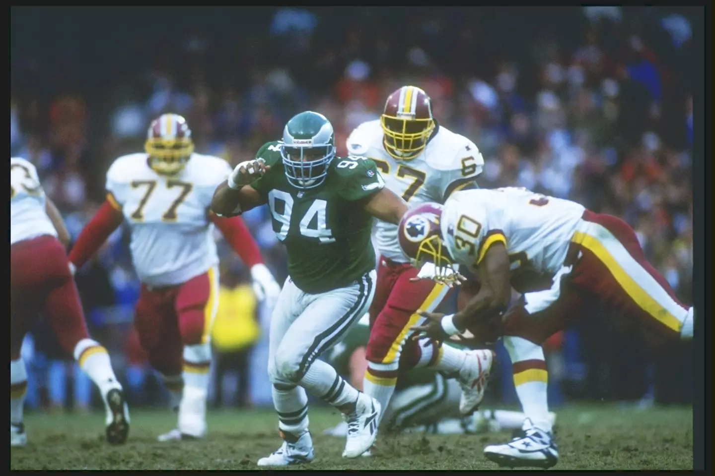 Kevin Johnson's career saw him play in the NFL and the AFL (Otto Greule Jr. /Allsport/Getty)