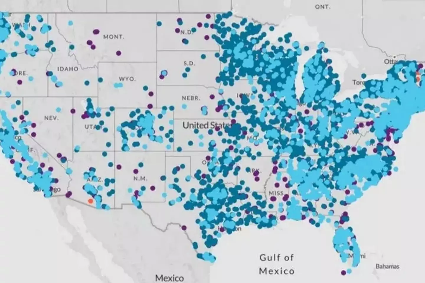 The map has revealed some shocking stats (Environmental Working Group)