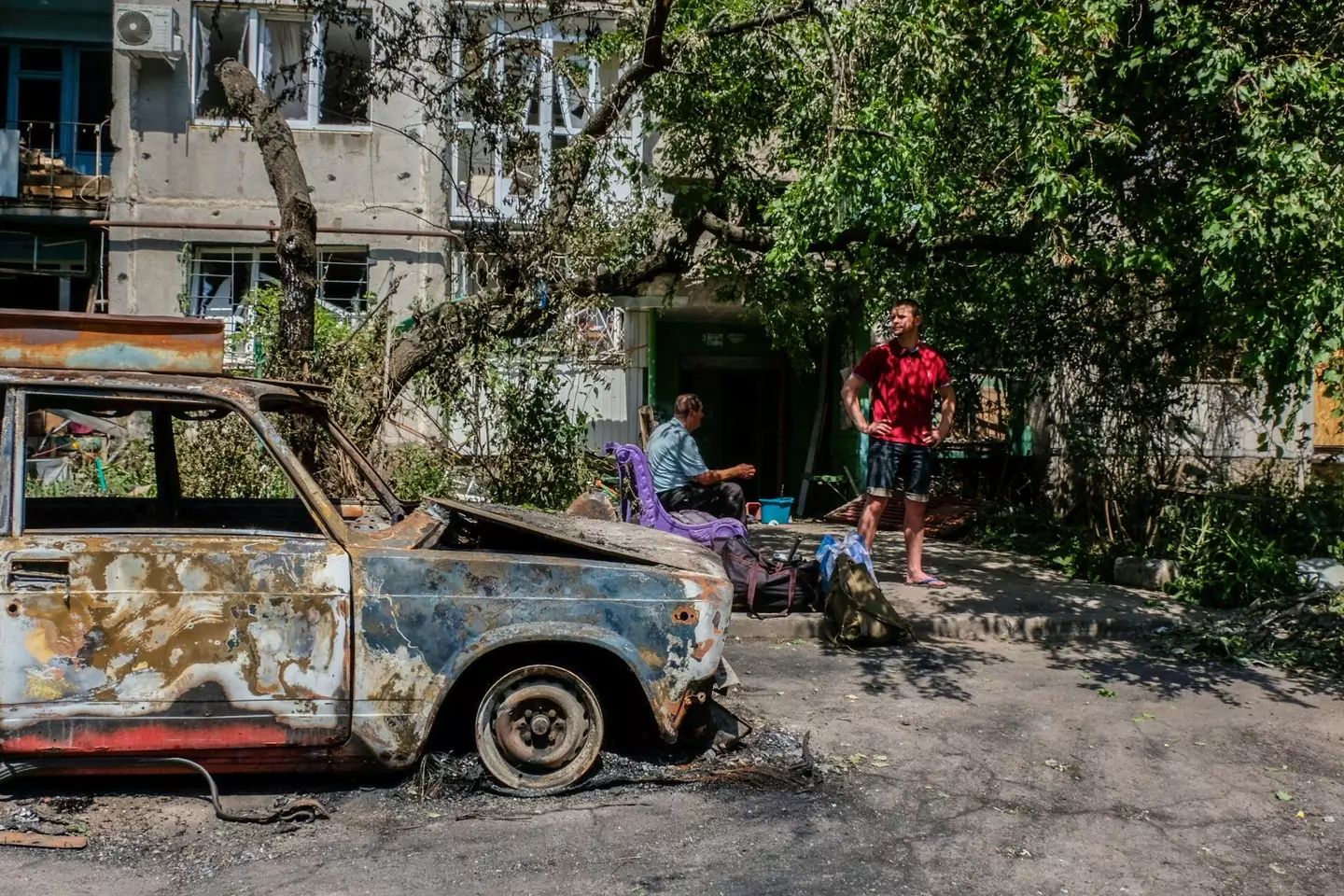 Aftermath of a building destroyed by a missile attack in the Donetsk region