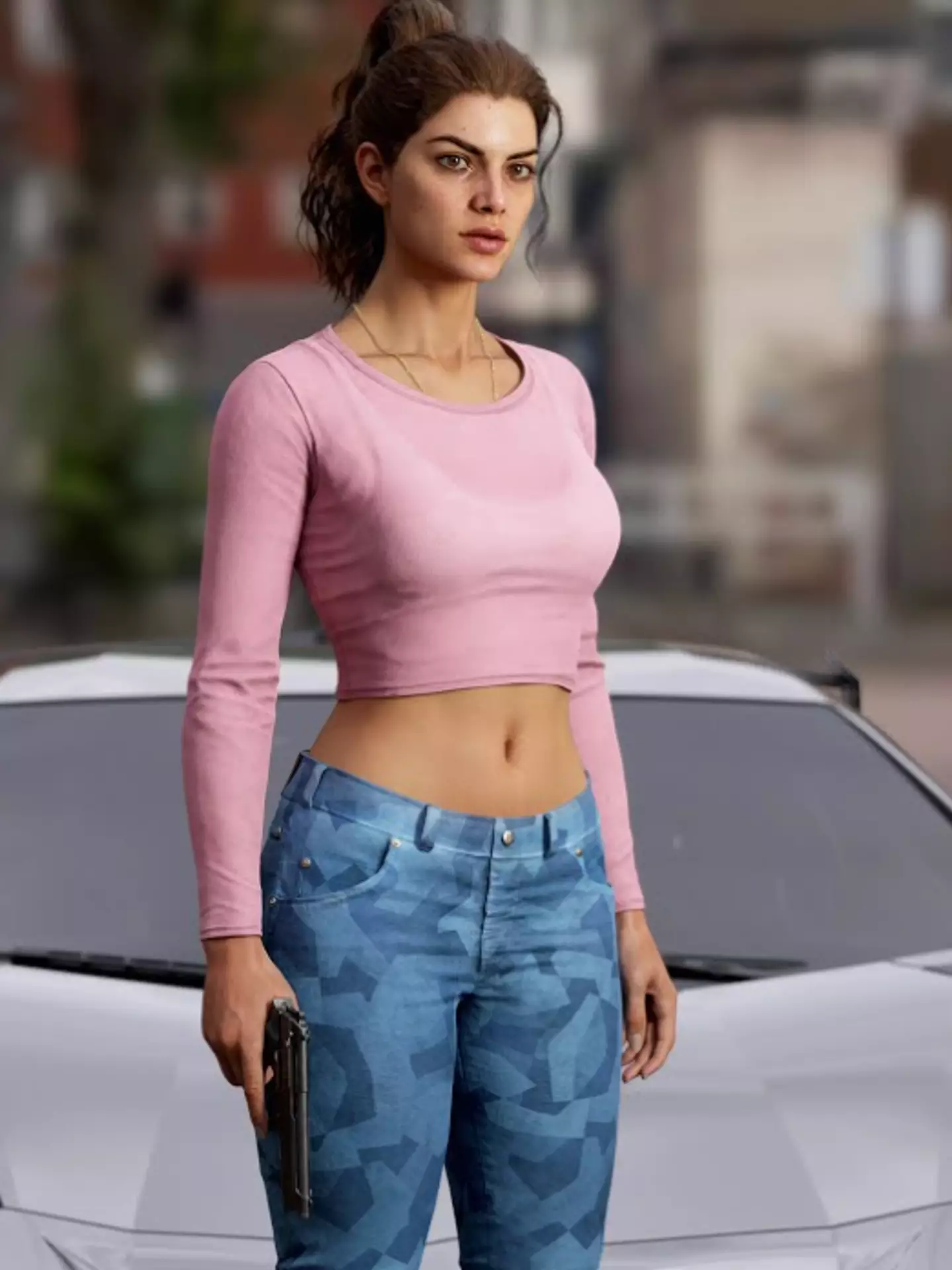 GTA's first-ever female protagonist Lucia as imagined by an artist based on the leaked gameplay footage.