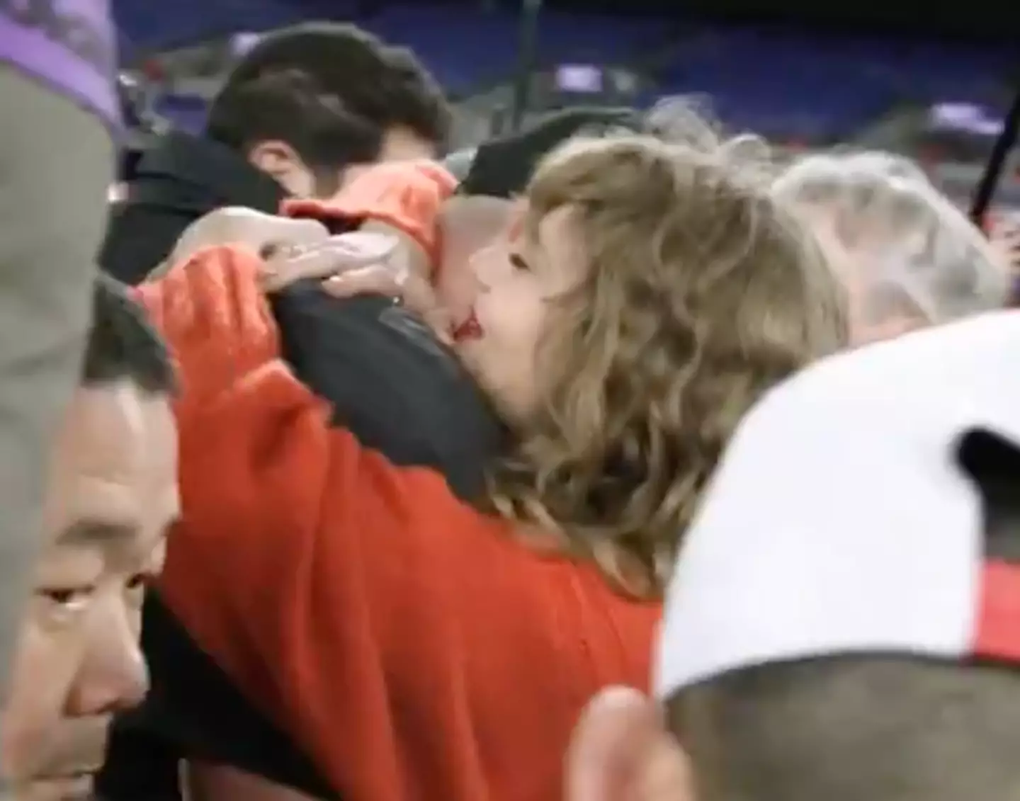 Swift embraced Kelce on the field.