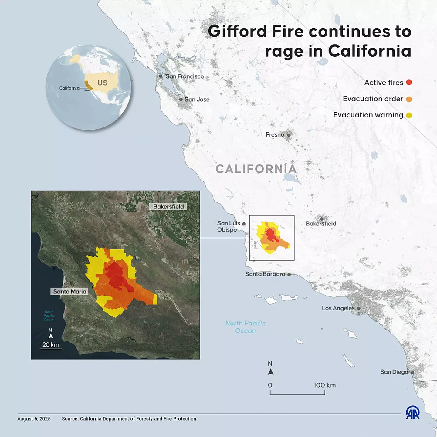 The blaze is ripping through San Luis Obispo County (Mehmet Yaren Bozgun/Anadolu via Getty Images)