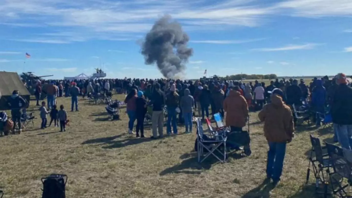 People looked on as the two planes collided.