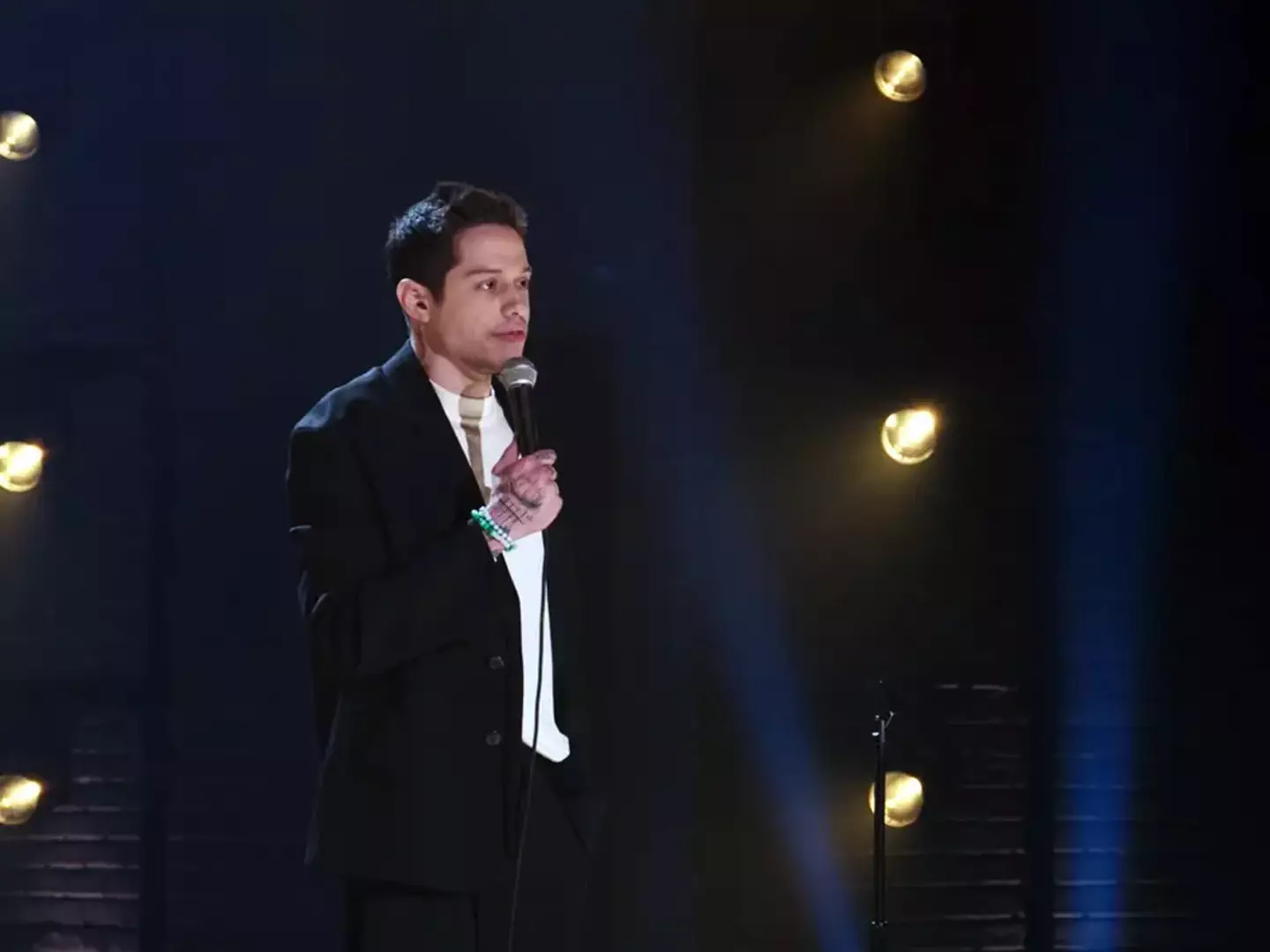 Pete Davidson fired a brutal joke at Ariana Grande after she claimed their relationship was merely a 'distraction'.